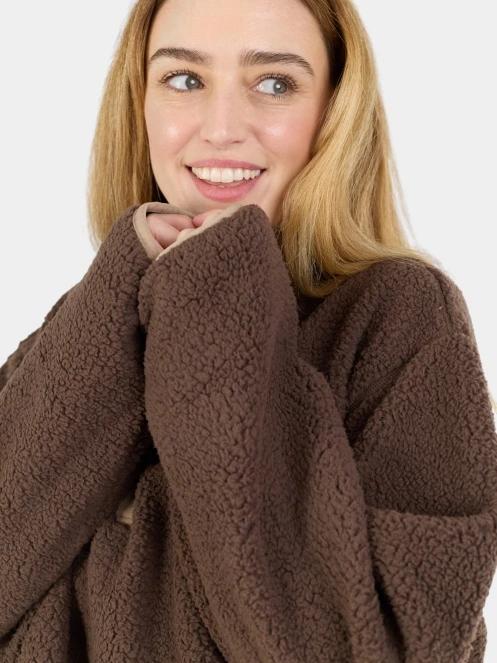 pulover polar pt. femei Fundango Pacha Fleece Jacket maro 6