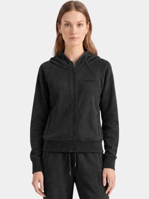 pulover cu gluga pt. femei Fundango Coreline Full-Zip Sweater negru 2