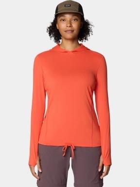 tricou cu maneci lungi, pentru sport pt. femei Mountain Hardwear Crater Lake Long Sleeve Hoody rosu 1