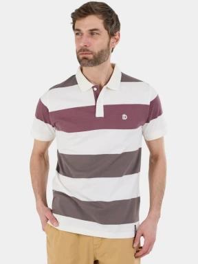 tricou cu guler pt. barbati Fundango Incognito Stripe Poloshirt maro 1