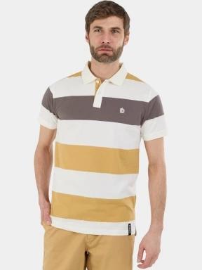 tricou cu guler pt. barbati Fundango Incognito Stripe Poloshirt galben 1