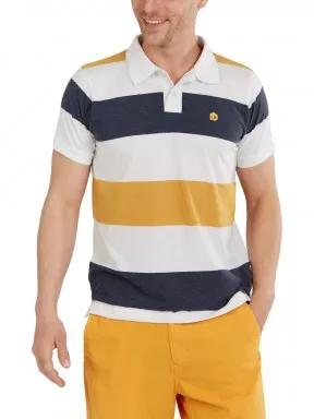 tricou cu guler pt. barbati Fundango Incognito stripe Poloshirt alb 1