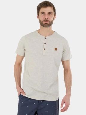 tricou cu maneci scurte pt. barbati Fundango Phase Henley T-shirt nisip 1