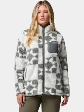 pulover polar pt. femei Columbia West Bend Print Full Zip II verde 1