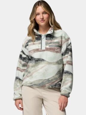 pulover polar pt. femei Columbia Helvetia II Printed Cropped Half Snap verde 1