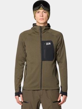 pulover polar pt. barbati Mountain Hardwear Polartec Power Grid Full Zip Hoody oliv 1