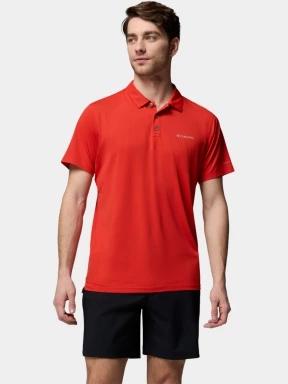 tricou de sport, cu guler pt. barbati Columbia Tech Trail Utility Polo rosu 1