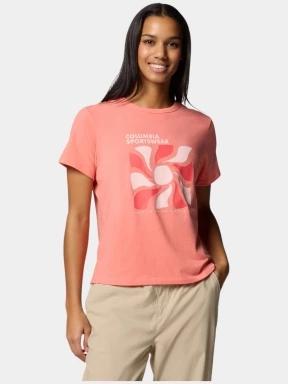 tricou pentru sport, cu maneci scurte pt. femei Columbia Sun Trek Graphic Short Sleeve III rosu 1