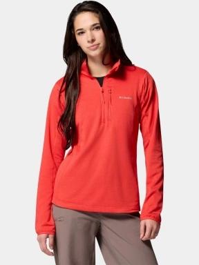 pulover polar pt. femei Columbia Essential Hike Grid Fleece Half Zip rosu 1