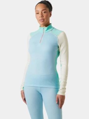 top lenjerie de corp pt. femei Helly Hansen W Lifa Merino Midw 1/2 Zip albastru deschis 1