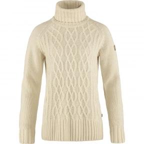 pulover tricotat pt. femei Fjallraven Övik Cable Knit Roller Neck W nisip 1