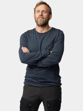 tricou cu maneci lungi pt. barbati Fjallraven Abisko Wool LS M albastru inchis 1