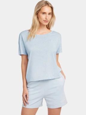 tricou cu maneci scurte pt. femei O'Neill Essentials O'Neill Script Scoop Neck T-Shirt albastru deschis 1