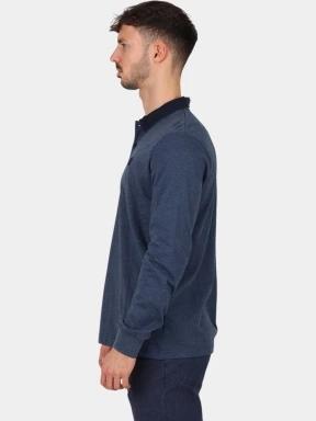 tricou cu maneci lungi si guler pt. barbati TBS Pekanpol albastru inchis 3