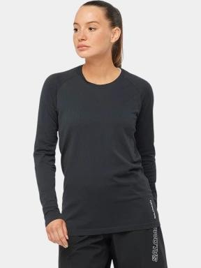 tricou cu maneci lungi, pentru sport pt. femei Salomon Sense Aero Seamless Tee W negru 1