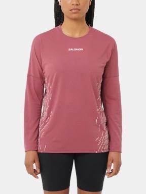 tricou cu maneci lungi, pentru sport pt. femei Salomon Sense Aero LS Tee Gfx W bordo 1