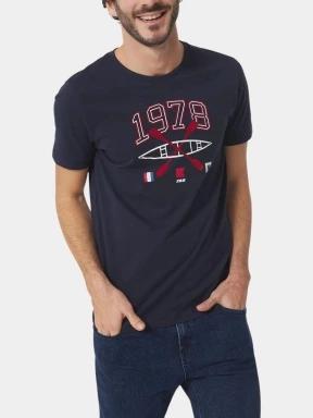 tricou cu maneci scurte pt. barbati TBS Smithtee albastru inchis 1