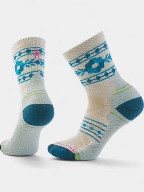 ciorapi pentru drumetii pt. femei Smartwool Women's Hike Light Cushion Retro Floral Mid Crew Socks nisip 1