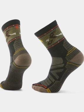 ciorapi pentru drumetii Smartwool Hike Light Cushion Soaring Print Mid Crew Socks oliv 1