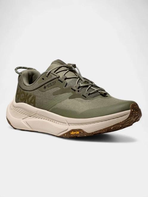 bocanci de drumetie pt. barbati Hoka Transport GTX verde 2