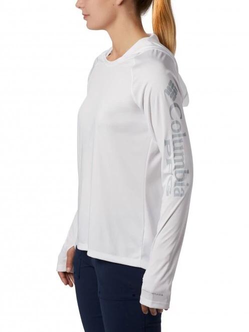 tricou cu maneci lungi, pentru sport pt. femei Columbia Tidal Tee Hoodie alb 3