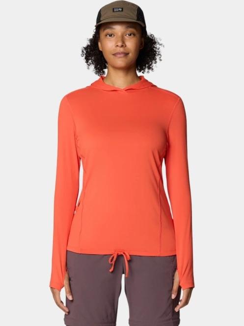 tricou cu maneci lungi, pentru sport pt. femei Mountain Hardwear Crater Lake Long Sleeve Hoody rosu 2