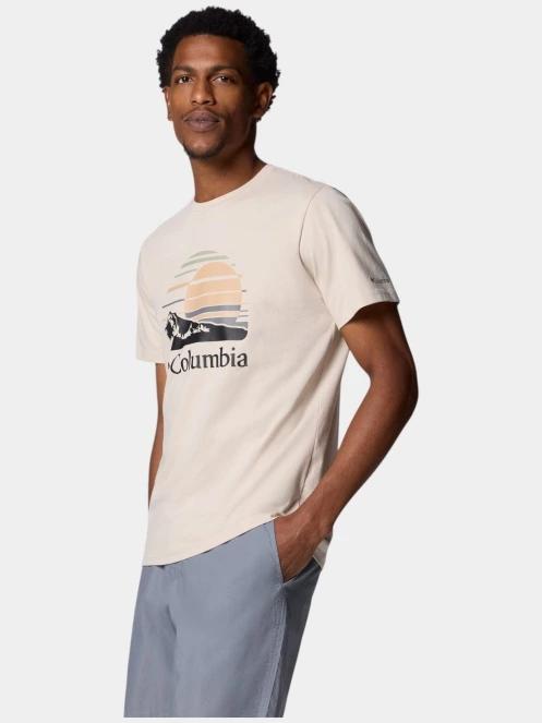 tricou cu maneci scurte pt. barbati Columbia Path Lake Graphic Tee II nisip 3