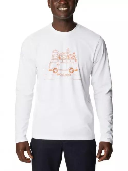 tricou cu maneci lungi pt. barbati Columbia Sun Trek Graphic Long Sleeve Shirt alb 2