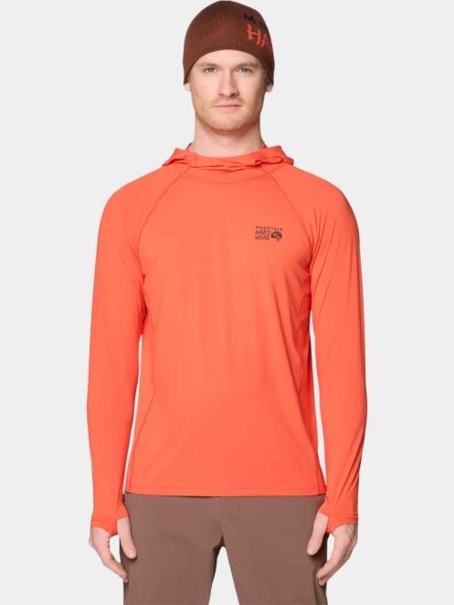 tricou cu maneci lungi, pentru sport pt. barbati Mountain Hardwear Crater Lake Long Sleeve Hoody rosu 2