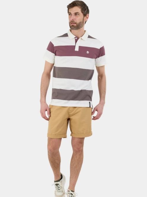 tricou cu guler pt. barbati Fundango Incognito Stripe Poloshirt maro 4