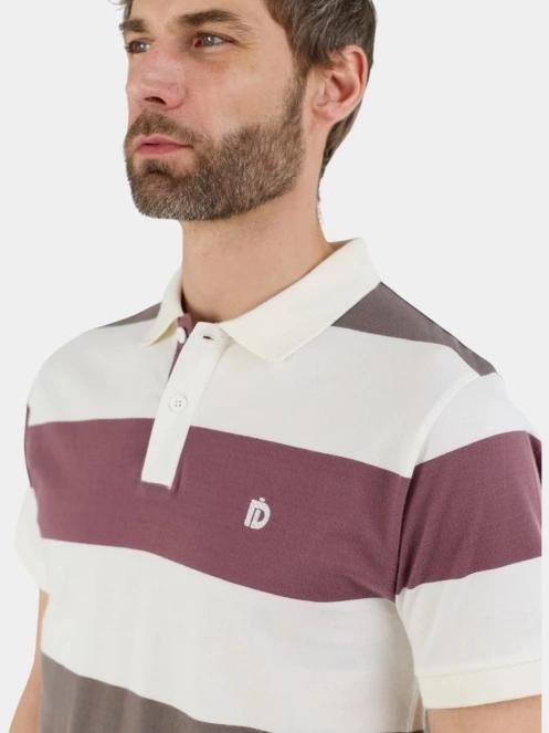 tricou cu guler pt. barbati Fundango Incognito Stripe Poloshirt maro 5