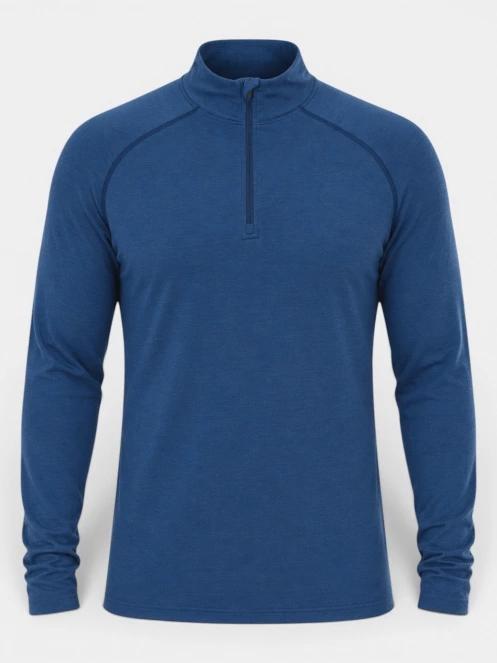 top lenjerie de corp pt. barbati Fundango Temuka Merino Halfzip albastru 7