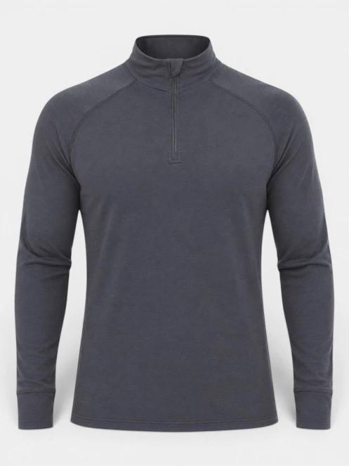 top lenjerie de corp pt. barbati Fundango Temuka Merino Halfzip gri 7