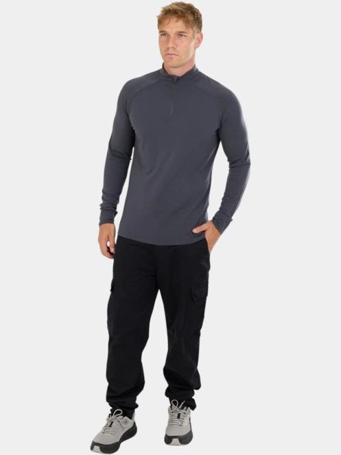 top lenjerie de corp pt. barbati Fundango Temuka Merino Halfzip gri 4