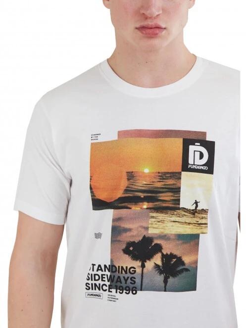 tricou cu maneci scurte pt. barbati Fundango Basic - T Logo-9 T-shirt alb 5