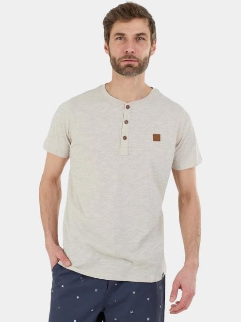 tricou cu maneci scurte pt. barbati Fundango Phase Henley T-shirt nisip 2