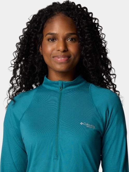tricou cu maneci lungi, pentru sport pt. femei Columbia W Endless Trail 1/2 Zip Mesh Long Sleev verde 6