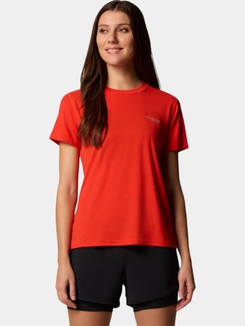tricou pentru sport, cu maneci scurte pt. femei Columbia W Endless Trail Running Tech Tee rosu 2
