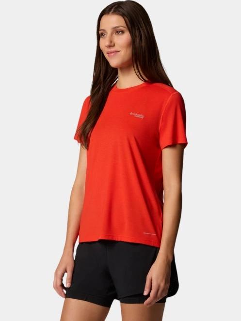 tricou pentru sport, cu maneci scurte pt. femei Columbia W Endless Trail Running Tech Tee rosu 3