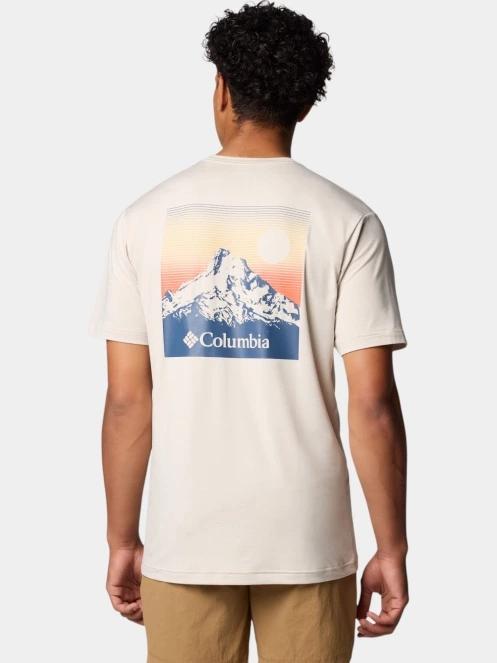 tricou pentru sport, cu maneci scurte pt. barbati Columbia Kwick Hike Back Graphic SS Tee nisip 4