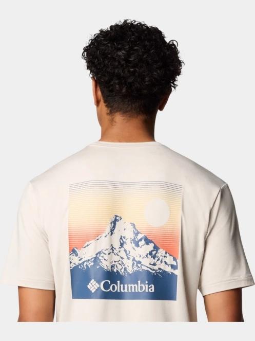 tricou pentru sport, cu maneci scurte pt. barbati Columbia Kwick Hike Back Graphic SS Tee nisip 6