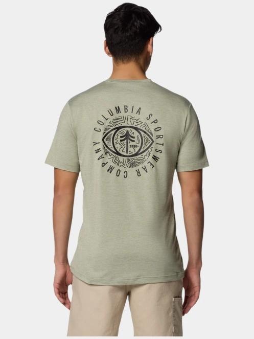 tricou pentru sport, cu maneci scurte pt. barbati Columbia Kwick Hike Back Graphic SS Tee verde 4