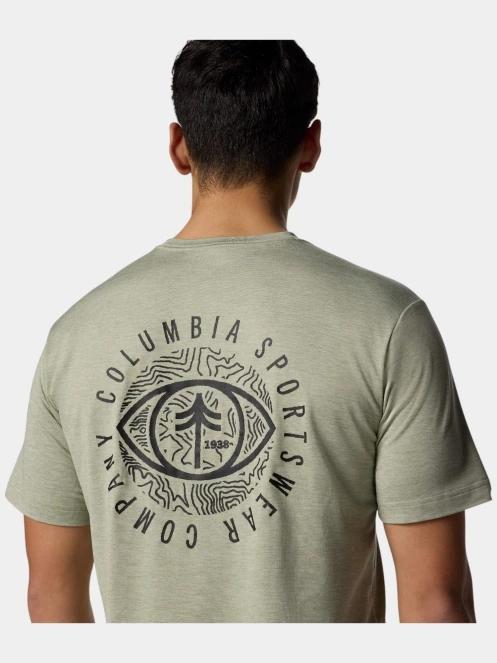 tricou pentru sport, cu maneci scurte pt. barbati Columbia Kwick Hike Back Graphic SS Tee verde 6
