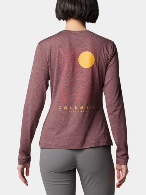 tricou cu maneci lungi, pentru sport pt. femei Columbia Sloan Ridge Graphic Long Sleeve Shirt rosu 4