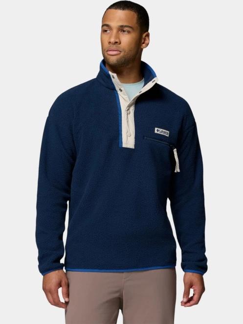 pulover polar pt. barbati Columbia Helvetia II Half Snap Fleece albastru inchis 2