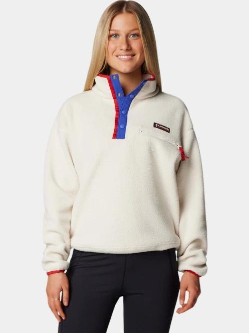 pulover polar pt. femei Columbia Helvetia II Cropped Half Snap Fleece rosu 2