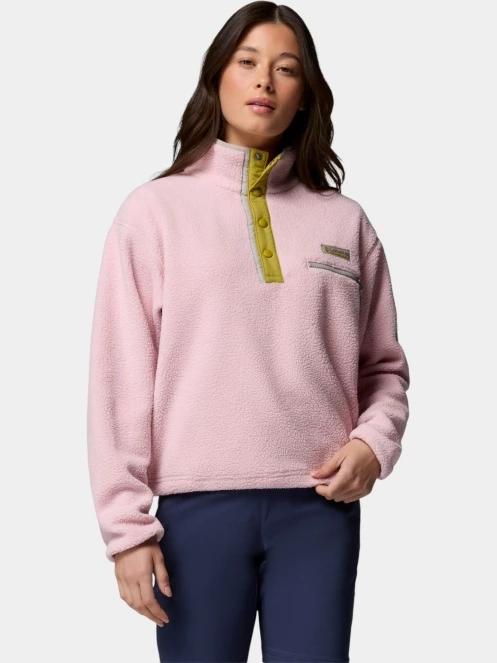 pulover polar pt. femei Columbia Helvetia II Cropped Half Snap Fleece roz 2