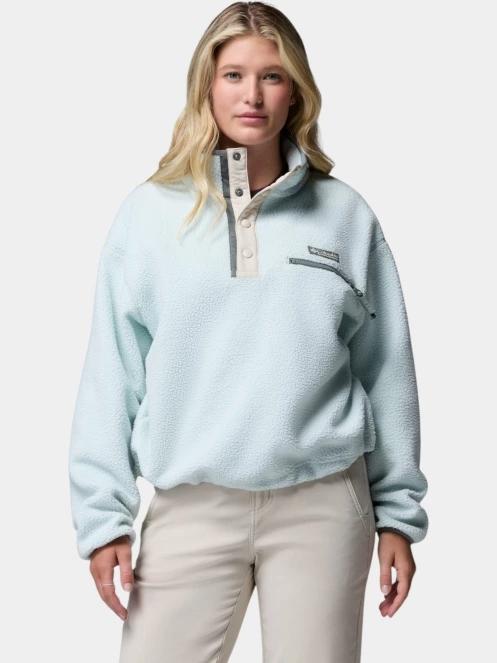 pulover polar pt. femei Columbia Helvetia II Cropped Half Snap Fleece verde deschis 2