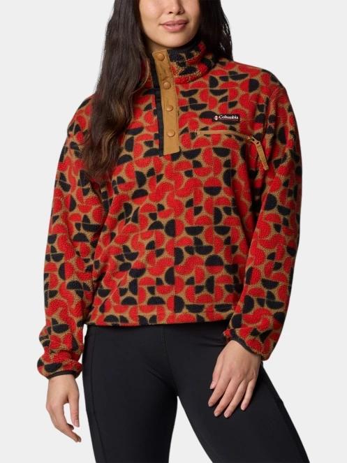 pulover polar pt. femei Columbia Helvetia II Printed Cropped Half Snap rosu 2