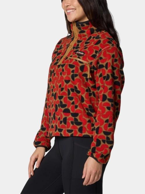 pulover polar pt. femei Columbia Helvetia II Printed Cropped Half Snap rosu 3